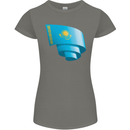 Curled Kazakhstan Flag Kazakh Day Football Womens Petite Cut T-Shirt Charcoal