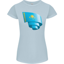 Curled Kazakhstan Flag Kazakh Day Football Womens Petite Cut T-Shirt Light Blue