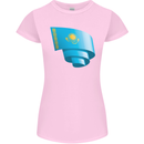 Curled Kazakhstan Flag Kazakh Day Football Womens Petite Cut T-Shirt Light Pink