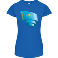 Curled Kazakhstan Flag Kazakh Day Football Womens Petite Cut T-Shirt Royal Blue