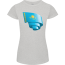 Curled Kazakhstan Flag Kazakh Day Football Womens Petite Cut T-Shirt Sports Grey