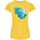 Curled Kazakhstan Flag Kazakh Day Football Womens Petite Cut T-Shirt Yellow