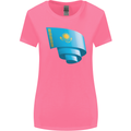 Curled Kazakhstan Flag Kazakh Day Football Womens Wider Cut T-Shirt Azalea