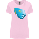 Curled Kazakhstan Flag Kazakh Day Football Womens Wider Cut T-Shirt Light Pink