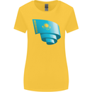 Curled Kazakhstan Flag Kazakh Day Football Womens Wider Cut T-Shirt Yellow