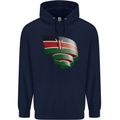 Curled Kenya Flag Kenyan Day Football Childrens Kids Hoodie Navy Blue