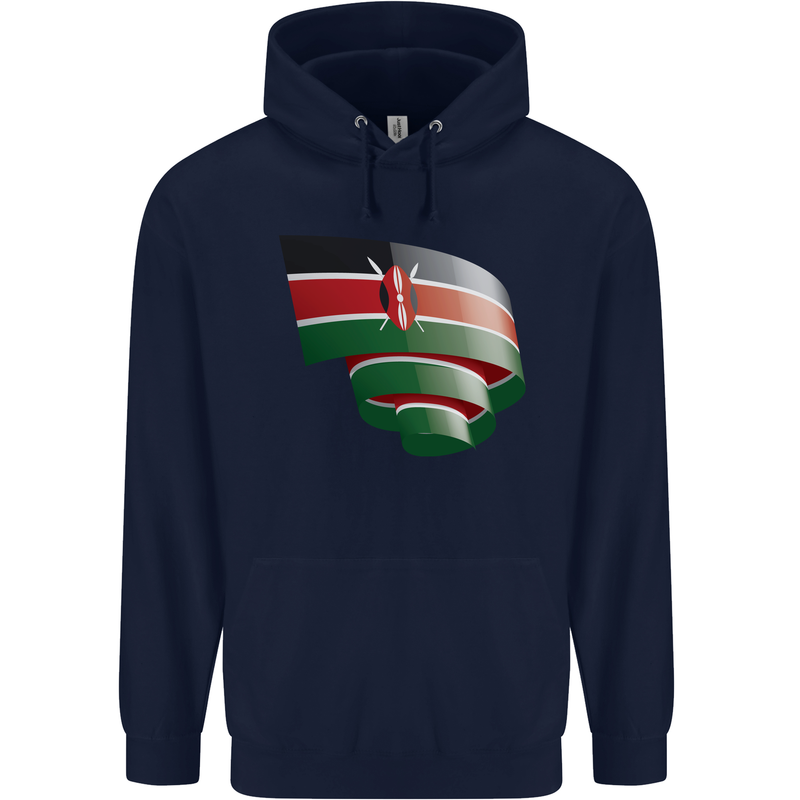 Curled Kenya Flag Kenyan Day Football Childrens Kids Hoodie Navy Blue