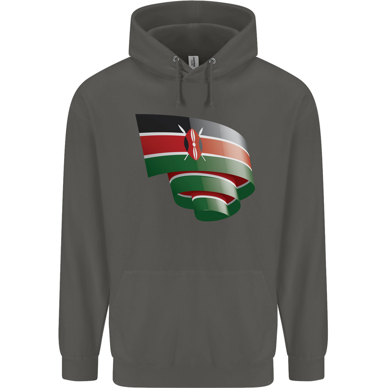 Curled Kenya Flag Kenyan Day Football Childrens Kids Hoodie Storm Grey