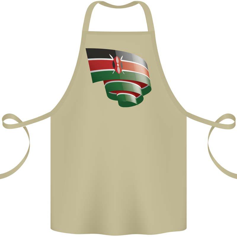 Curled Kenya Flag Kenyan Day Football Cotton Apron 100% Organic Khaki
