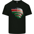 Curled Kenya Flag Kenyan Day Football Kids T-Shirt Childrens Black