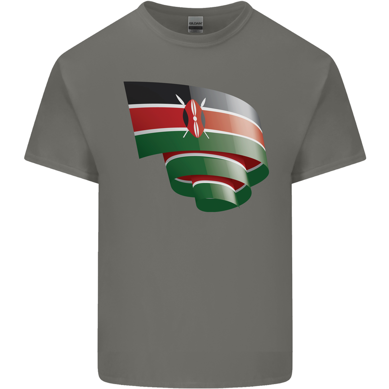 Curled Kenya Flag Kenyan Day Football Kids T-Shirt Childrens Charcoal