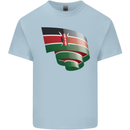 Curled Kenya Flag Kenyan Day Football Kids T-Shirt Childrens Light Blue
