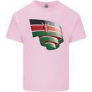 Curled Kenya Flag Kenyan Day Football Kids T-Shirt Childrens Light Pink