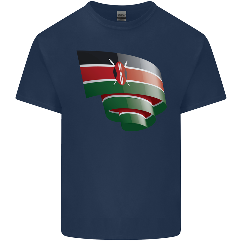 Curled Kenya Flag Kenyan Day Football Kids T-Shirt Childrens Navy Blue