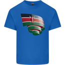 Curled Kenya Flag Kenyan Day Football Kids T-Shirt Childrens Royal Blue
