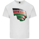 Curled Kenya Flag Kenyan Day Football Kids T-Shirt Childrens White
