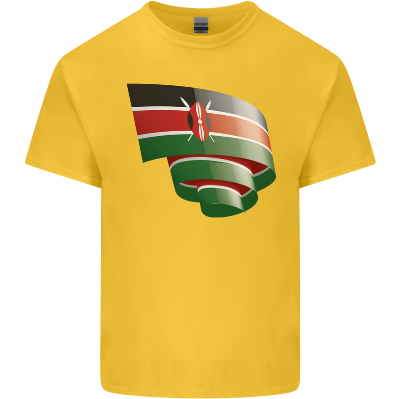 Curled Kenya Flag Kenyan Day Football Kids T-Shirt Childrens Yellow