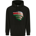 Curled Kenya Flag Kenyan Day Football Mens 80% Cotton Hoodie Black