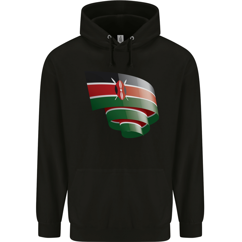 Curled Kenya Flag Kenyan Day Football Mens 80% Cotton Hoodie Black