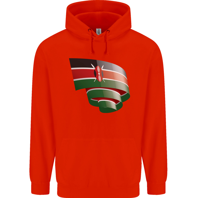Curled Kenya Flag Kenyan Day Football Mens 80% Cotton Hoodie Bright Red