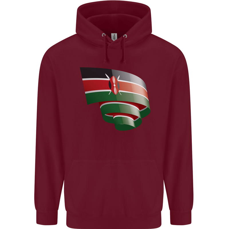 Curled Kenya Flag Kenyan Day Football Mens 80% Cotton Hoodie Maroon