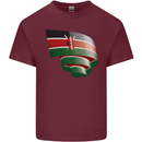 Curled Kenya Flag Kenyan Day Football Mens Cotton T-Shirt Tee Top Maroon