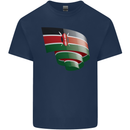 Curled Kenya Flag Kenyan Day Football Mens Cotton T-Shirt Tee Top Navy Blue
