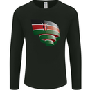 Curled Kenya Flag Kenyan Day Football Mens Long Sleeve T-Shirt Black