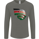 Curled Kenya Flag Kenyan Day Football Mens Long Sleeve T-Shirt Charcoal