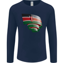 Curled Kenya Flag Kenyan Day Football Mens Long Sleeve T-Shirt Navy Blue