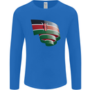 Curled Kenya Flag Kenyan Day Football Mens Long Sleeve T-Shirt Royal Blue