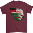 Curled Kenya Flag Kenyan Day Football Mens T-Shirt 100% Cotton Maroon