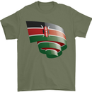 Curled Kenya Flag Kenyan Day Football Mens T-Shirt 100% Cotton Military Green