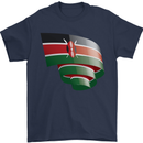 Curled Kenya Flag Kenyan Day Football Mens T-Shirt 100% Cotton Navy Blue