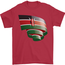 Curled Kenya Flag Kenyan Day Football Mens T-Shirt 100% Cotton Red