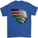 Curled Kenya Flag Kenyan Day Football Mens T-Shirt 100% Cotton Royal Blue