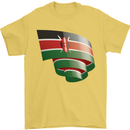 Curled Kenya Flag Kenyan Day Football Mens T-Shirt 100% Cotton Yellow