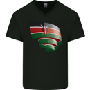 Curled Kenya Flag Kenyan Day Football Mens V-Neck Cotton T-Shirt Black