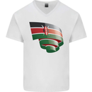 Curled Kenya Flag Kenyan Day Football Mens V-Neck Cotton T-Shirt White