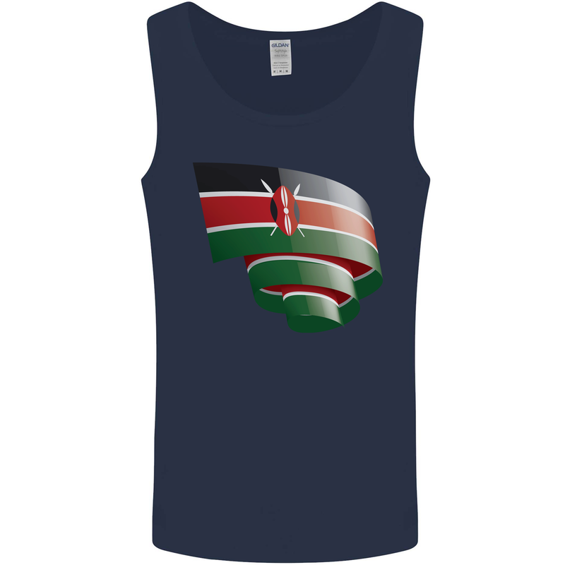 Curled Kenya Flag Kenyan Day Football Mens Vest Tank Top Navy Blue