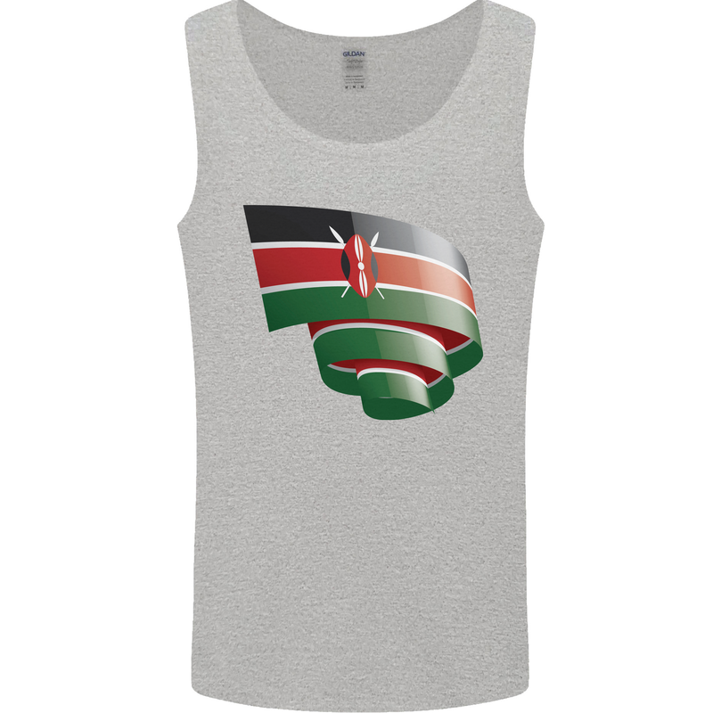 Curled Kenya Flag Kenyan Day Football Mens Vest Tank Top Sports Grey