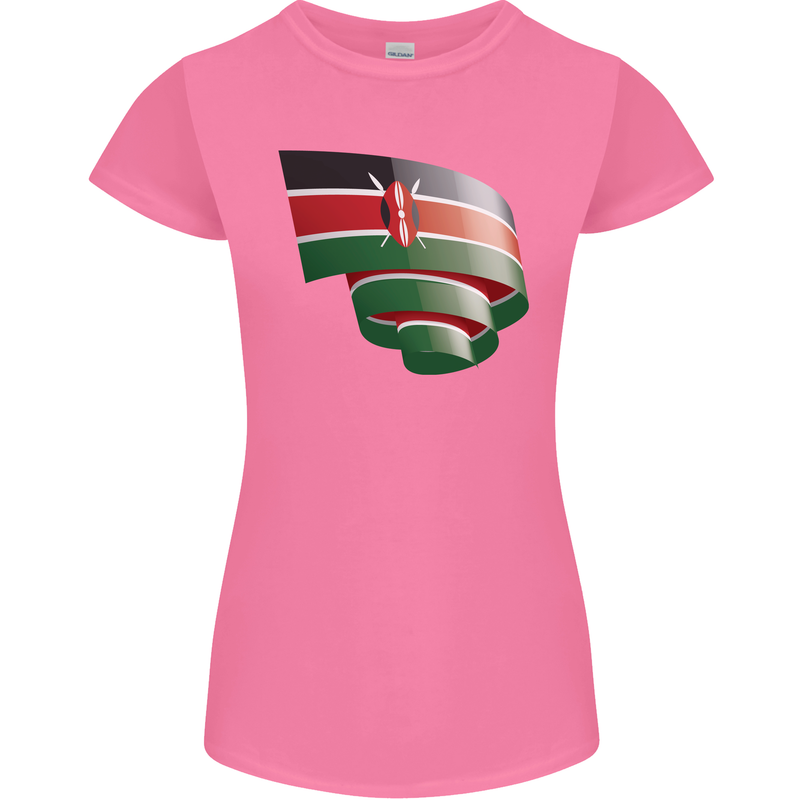 Curled Kenya Flag Kenyan Day Football Womens Petite Cut T-Shirt Azalea