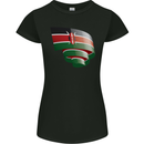 Curled Kenya Flag Kenyan Day Football Womens Petite Cut T-Shirt Black