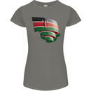 Curled Kenya Flag Kenyan Day Football Womens Petite Cut T-Shirt Charcoal