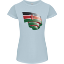 Curled Kenya Flag Kenyan Day Football Womens Petite Cut T-Shirt Light Blue