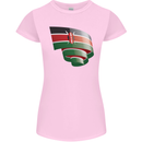 Curled Kenya Flag Kenyan Day Football Womens Petite Cut T-Shirt Light Pink