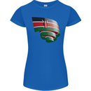 Curled Kenya Flag Kenyan Day Football Womens Petite Cut T-Shirt Royal Blue