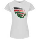 Curled Kenya Flag Kenyan Day Football Womens Petite Cut T-Shirt White