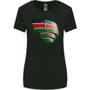 Curled Kenya Flag Kenyan Day Football Womens Wider Cut T-Shirt Black