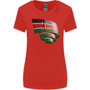 Curled Kenya Flag Kenyan Day Football Womens Wider Cut T-Shirt Red